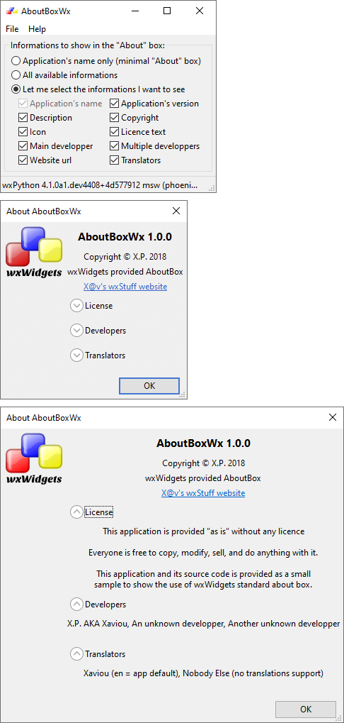 How to show an about dialog info (Phoenix) - wxPyWiki